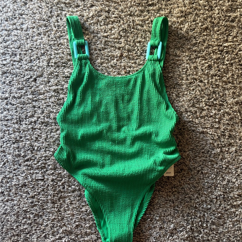 Aerie Green Ribbed One-Piece Swimsuit